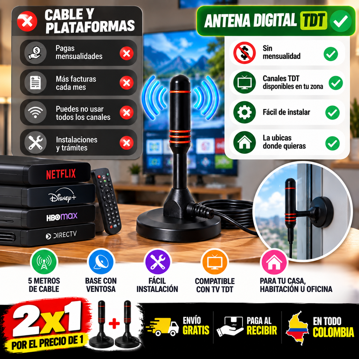 📺 ANTENA DIGITAL TDT 5M