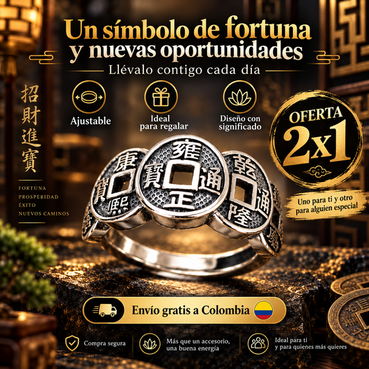 🔥 Anillo Fortuna 5 Emperadores | Prosperidad y buena fortuna 🧧